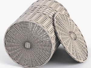 wicker laundry basket 03 set 3 color 3D Model