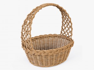 wicker basket 04 natural color 3D Модель