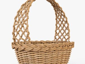 wicker basket 04 natural color 3D Model