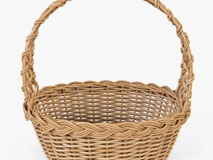 wicker basket 04 natural color 3D Model