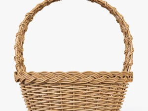wicker basket 04 natural color 3D Model