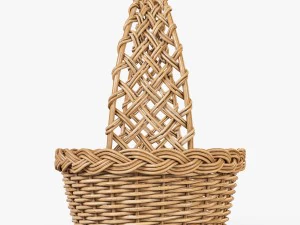 wicker basket 04 natural color 3D Model