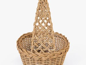 wicker basket 04 natural color 3D Model