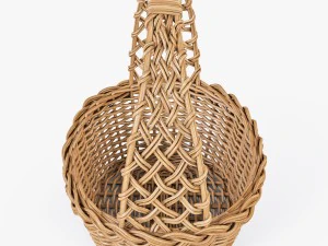 wicker basket 04 natural color 3D Model