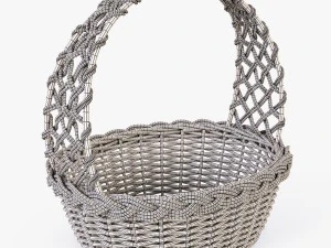 wicker basket 04 natural color 3D Model