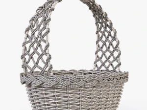 wicker basket 04 natural color 3D Model