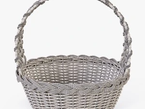 wicker basket 04 natural color 3D Model