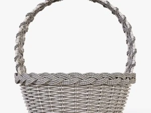 wicker basket 04 natural color 3D Model