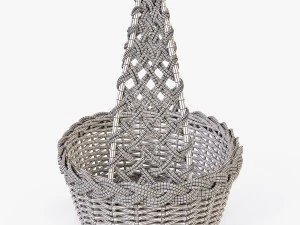 wicker basket 04 natural color 3D Model