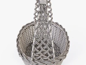 wicker basket 04 natural color 3D Model