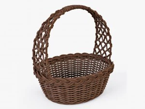 籐バスケット 04 ブラウン色 3Dモデル