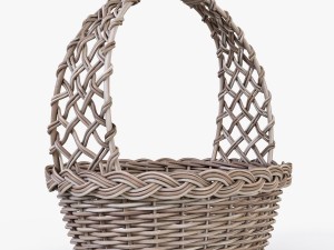 wicker basket 04 gray color Model 3D