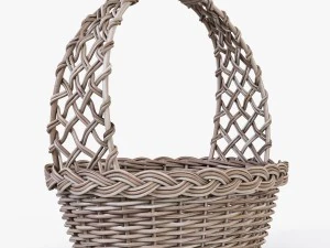 wicker basket 04 gray color 3D Model