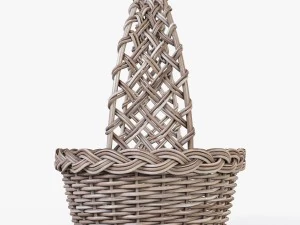 wicker basket 04 gray color 3D Model