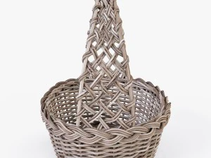 wicker basket 04 gray color 3D Model
