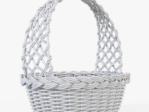 wicker basket 04 white color 3D Model