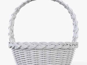 wicker basket 04 white color 3D Model