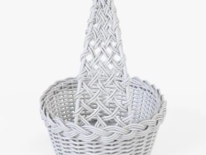 wicker basket 04 white color 3D Model