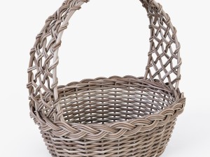 wicker basket 04 set 4 color Model 3D