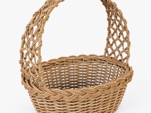 wicker basket 04 set 4 color Model 3D
