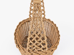wicker basket 04 set 4 color Model 3D