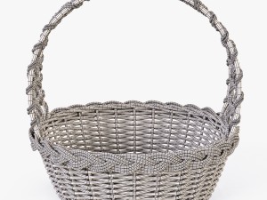 wicker basket 04 set 4 color Model 3D