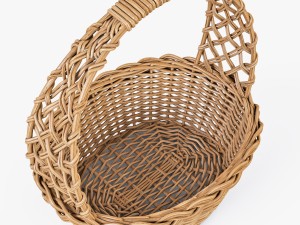 wicker basket 04 natural color with apples 3D Model