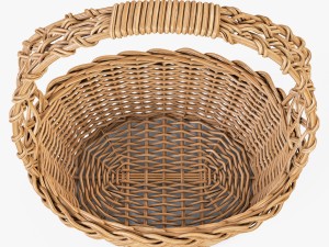 wicker basket 04 natural color with apples 3D Model