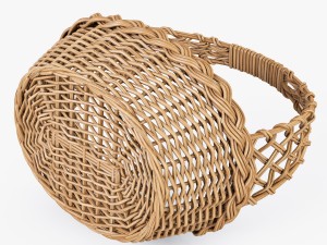 wicker basket 04 natural color with apples 3D Model