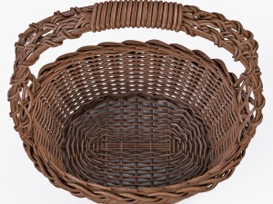 wicker basket 04 brown color with apples 3D Модель