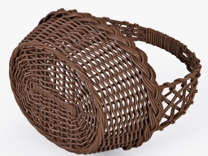 wicker basket 04 brown color with apples 3D Модель