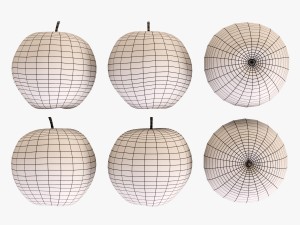 wicker basket 04 gray color with apples 3D Model
