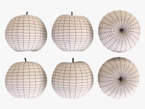wicker basket 04 gray color with apples 3D Model