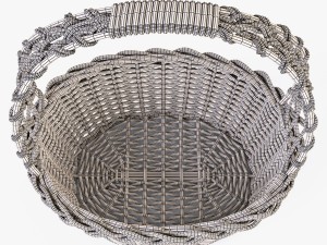 wicker basket 04 gray color with apples 3D Model