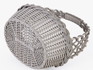 wicker basket 04 gray color with apples 3D Model