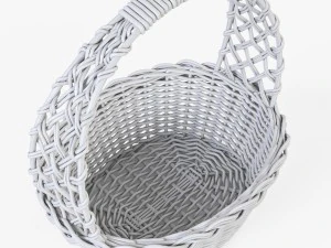 wicker basket 04 white color with apples 3D Model