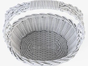 wicker basket 04 white color with apples 3D Model