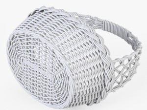 wicker basket 04 white color with apples 3D Модель