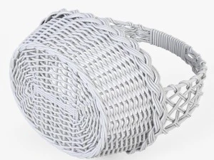 wicker basket 04 white color with apples 3D Model