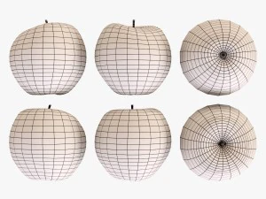 wicker basket 04 white color with apples 3D Model