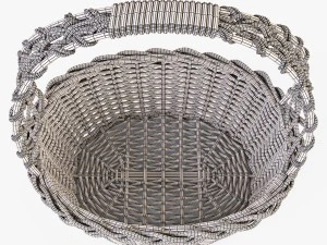wicker basket 04 white color with apples 3D Model