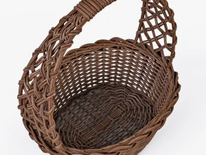 panier en osier 04 set 4 couleurs avec pommes Modèle 3D