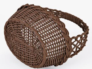 panier en osier 04 set 4 couleurs avec pommes Modèle 3D