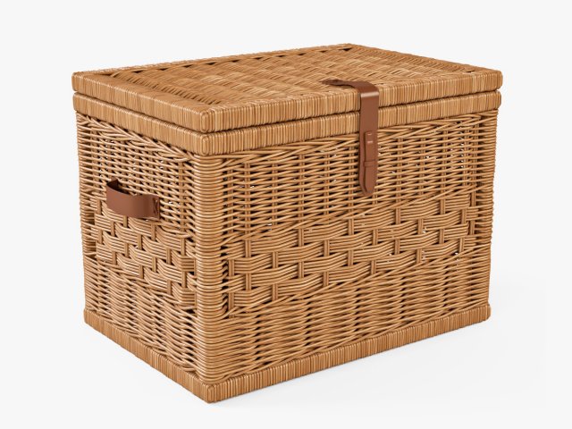 wicker storage trunk 05 toasted oat color 3D 模型 .c4d .max .obj .3ds .fbx .stl .blend 
