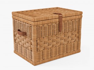 wicker storage trunk 05 toasted oat color 3D Model