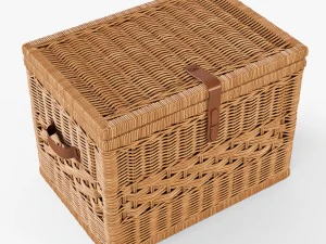 wicker storage trunk 05 toasted oat color 3D Model