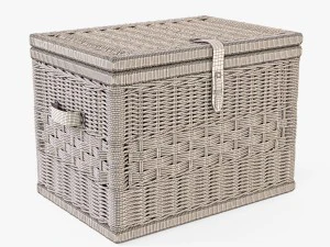 wicker storage trunk 05 toasted oat color 3D Model