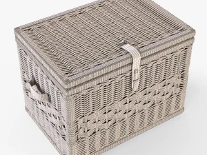 wicker storage trunk 05 toasted oat color 3D Model