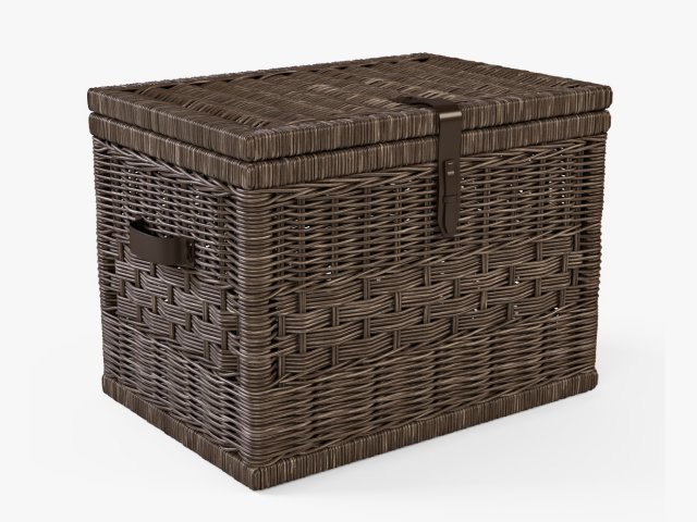 wicker storage trunk 05 walnut brown color 3D Model .c4d .max .obj .3ds .fbx .stl .blend 