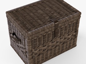 wicker storage trunk 05 walnut brown color 3D Model